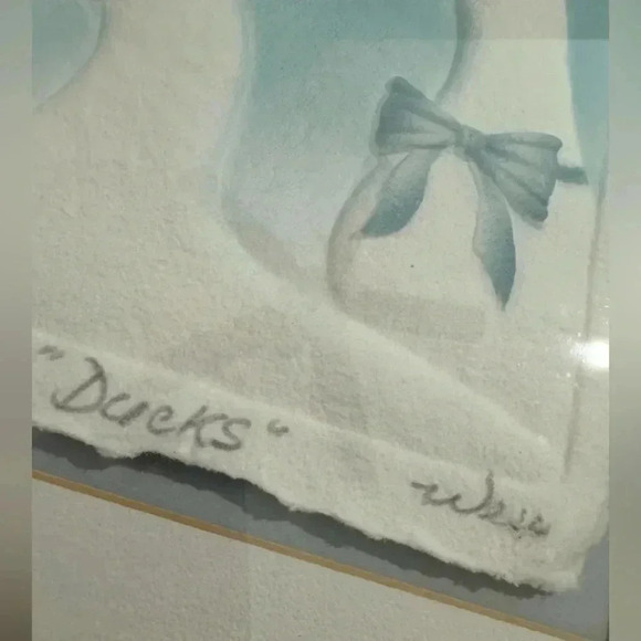 Wesley WESS Smith Ducks Hand Cast Paper Colored Framed Art MCM Signed Brass 90’s - Picture 2 of 13